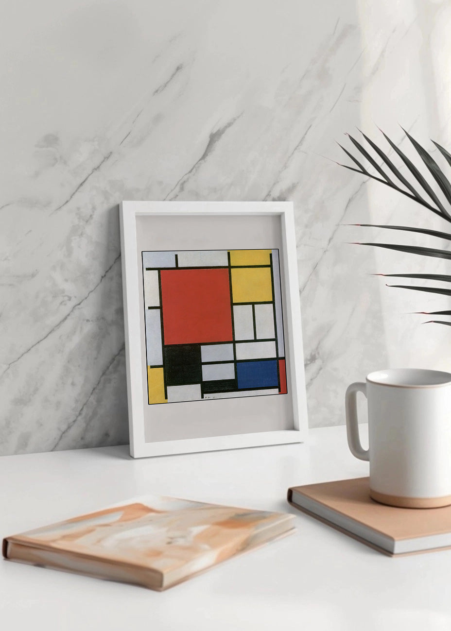 Cuadro Composición en rojo, amarillo, azul, blanco y negro (Mondrian)