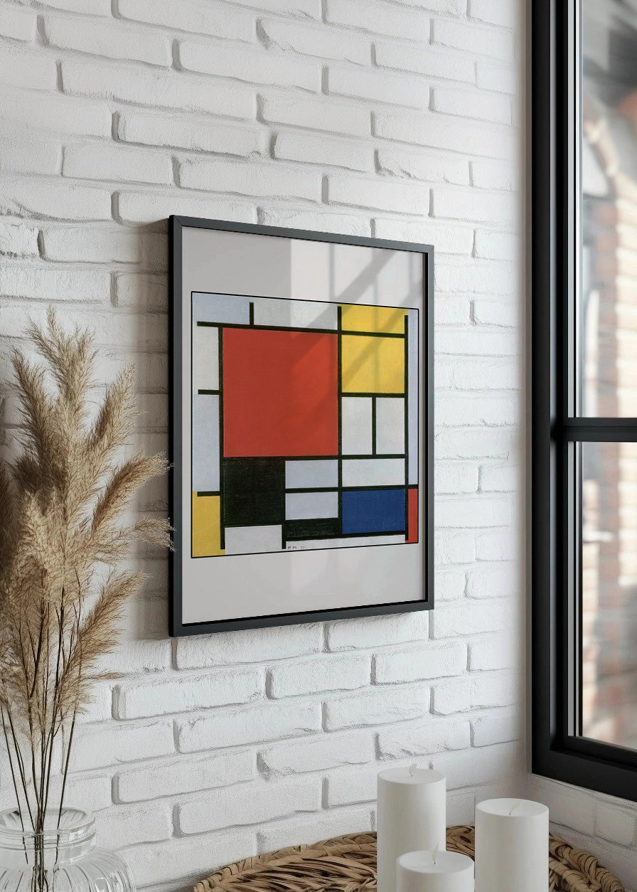 Cuadro Composición en rojo, amarillo, azul, blanco y negro (Mondrian)