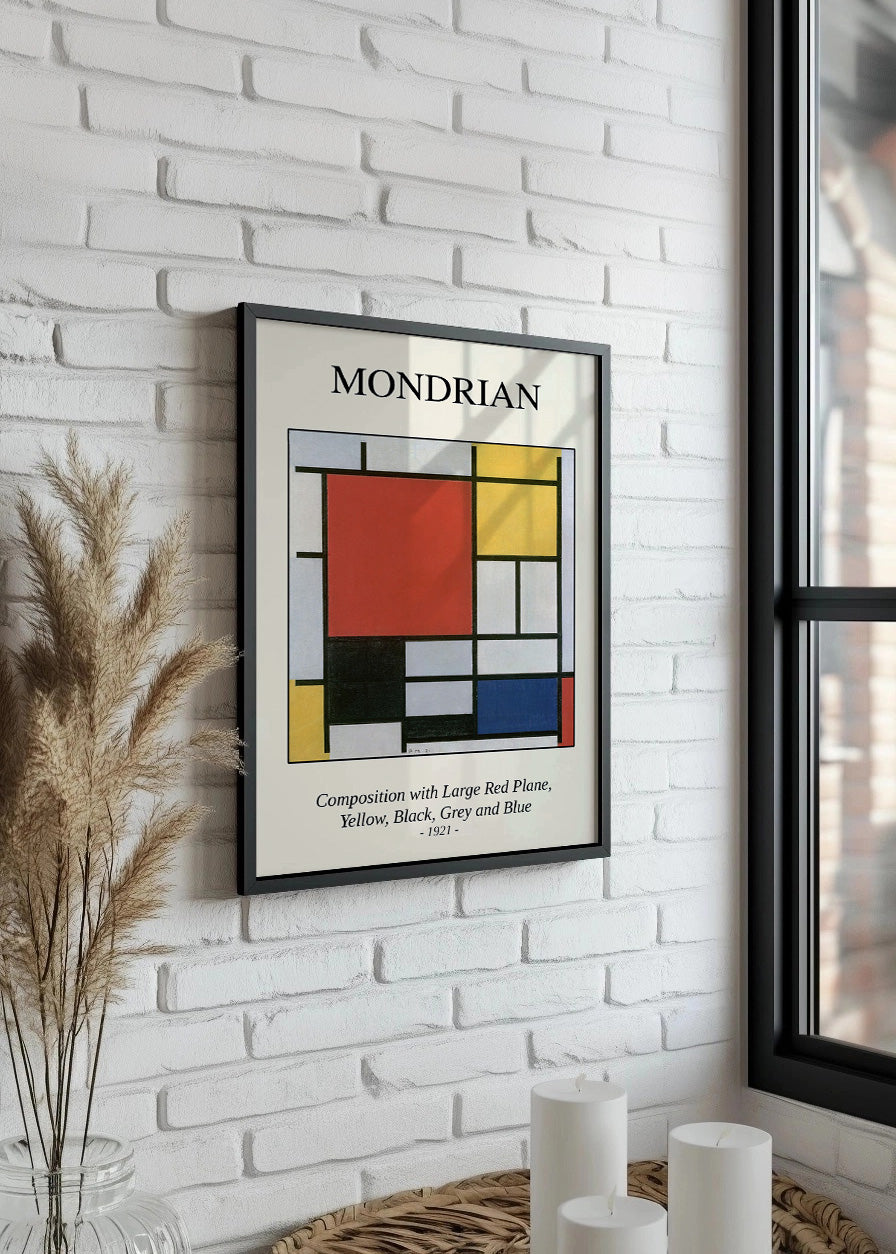 Cuadro Composition with Large Red Plane, Yellow, Black, Grey and Blue (Mondrian)
