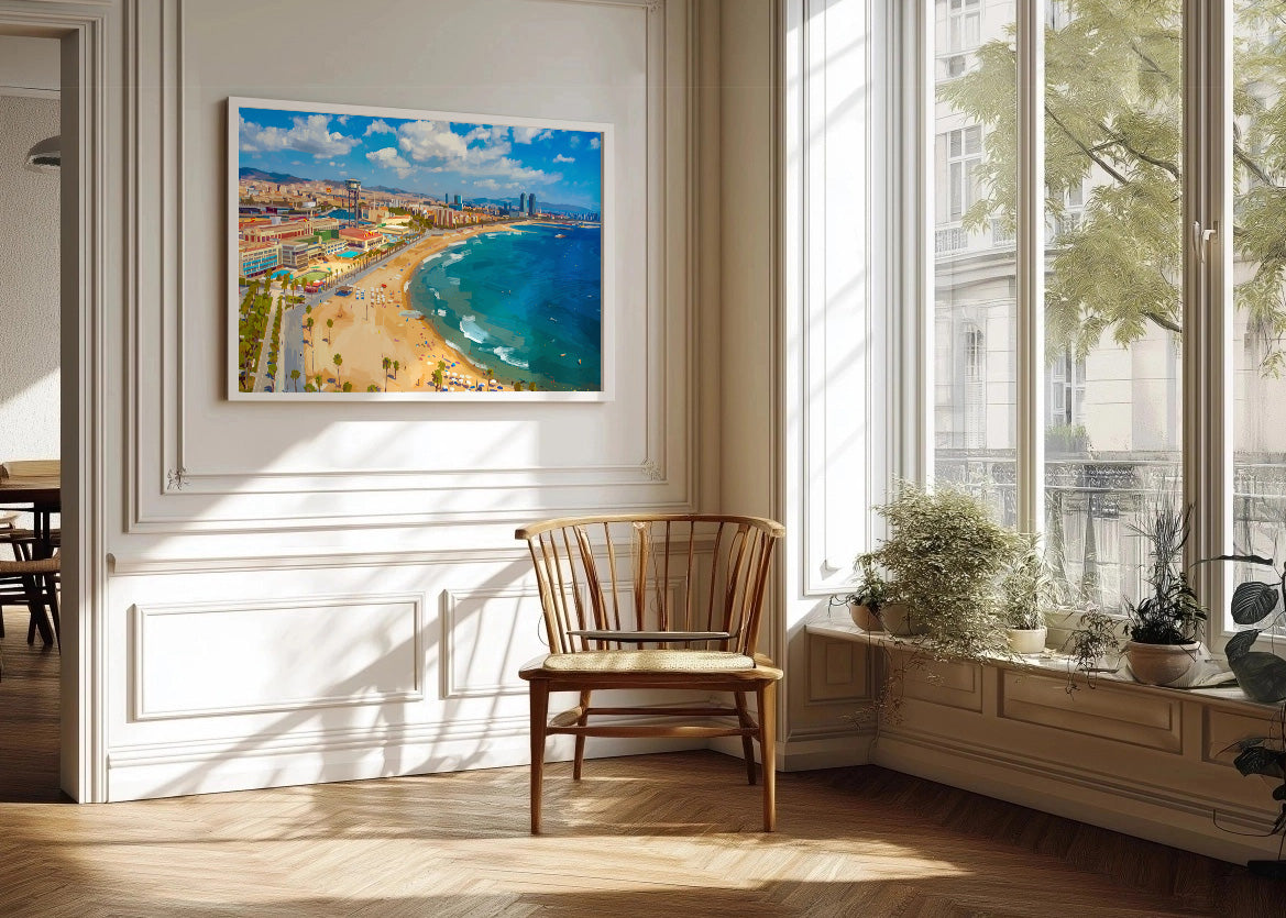 Cuadro Costa de Barcelona y vistas - Gouache