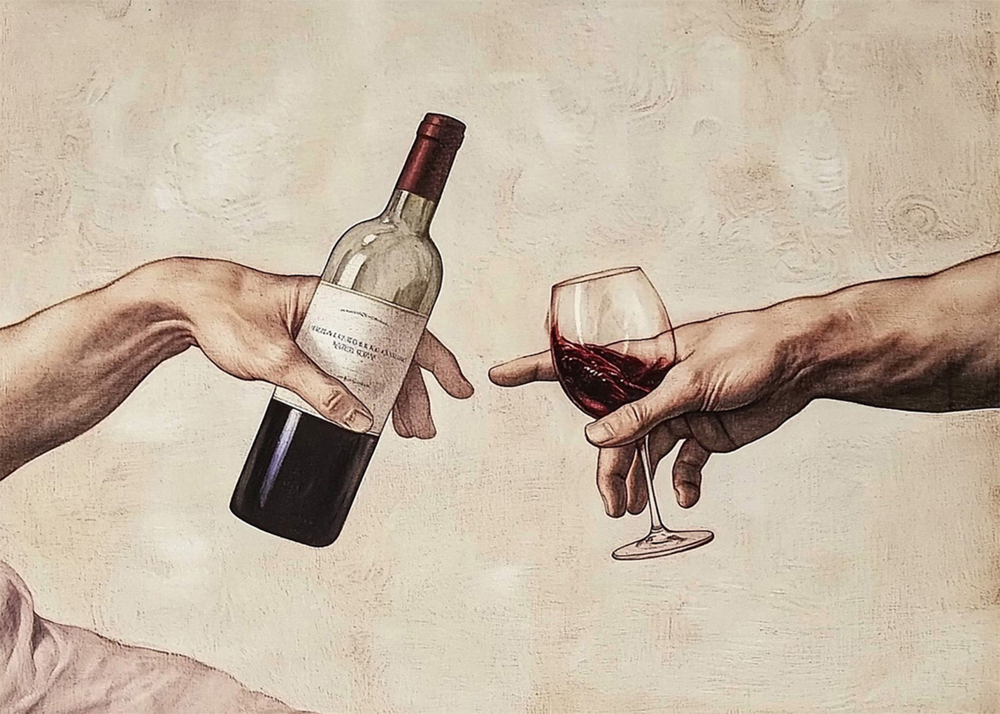 Cuadro Creación de Adán con Vino aa