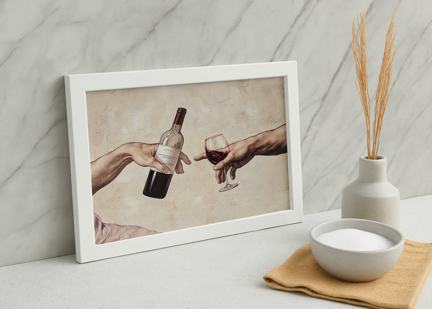 Cuadro Creación de Adán con Vino aa