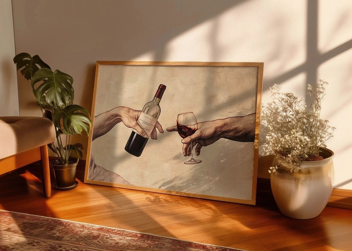 Cuadro Creación de Adán con Vino aa