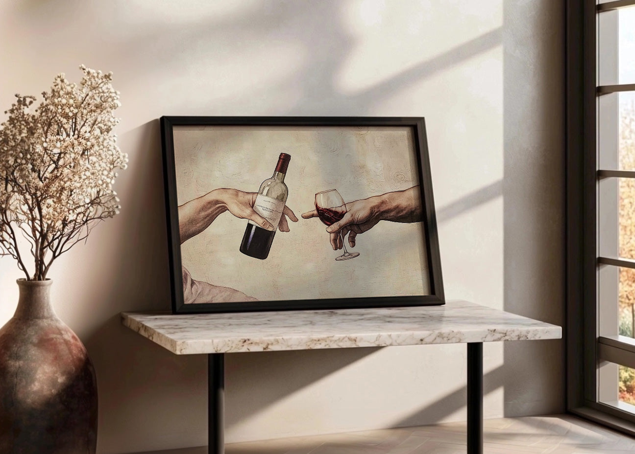 Cuadro Creación de Adán con Vino aa
