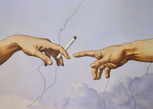 Cuadro Creación de Adán con cigarrilo aa