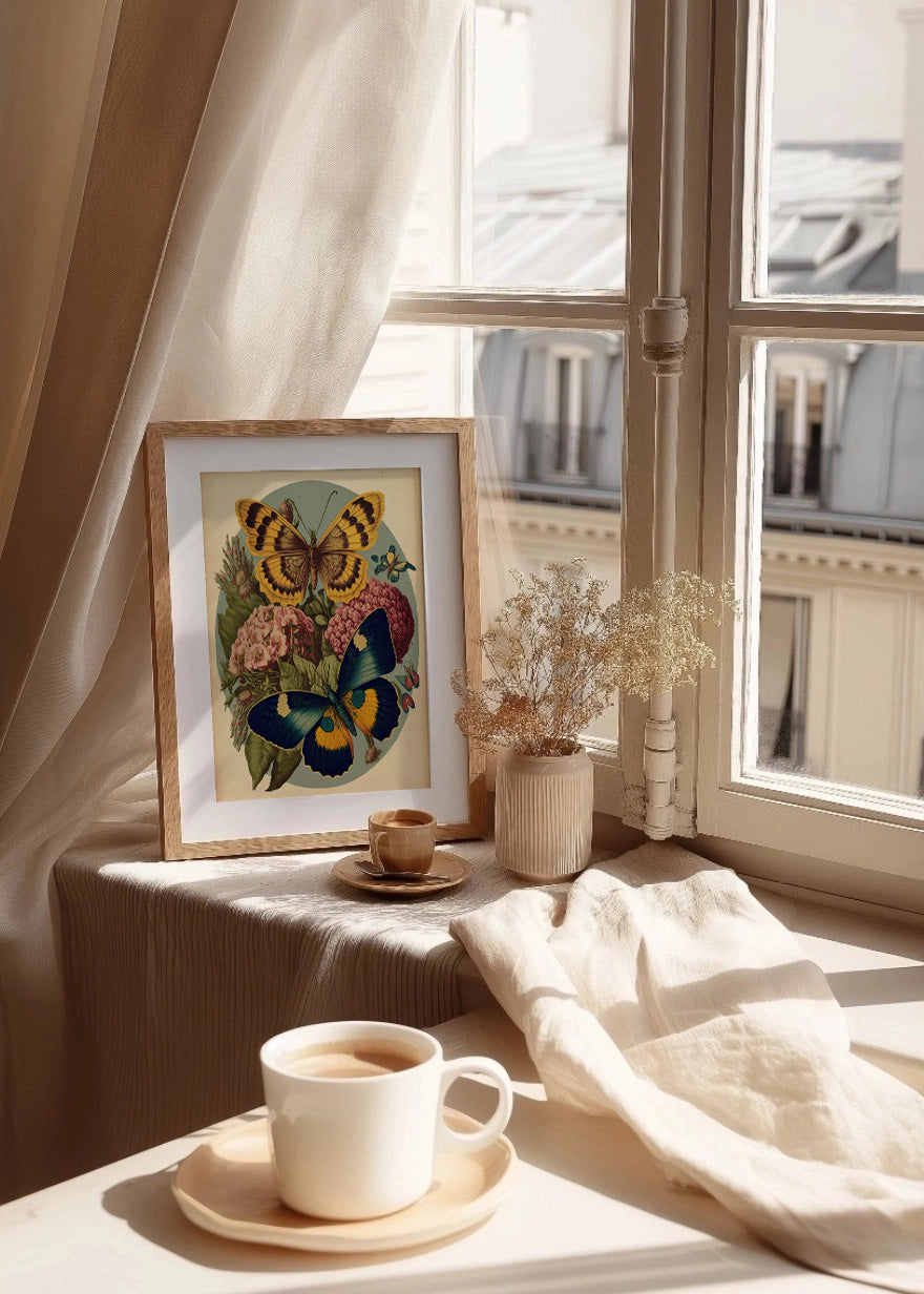 Cuadro ​Mariposas sobre flores