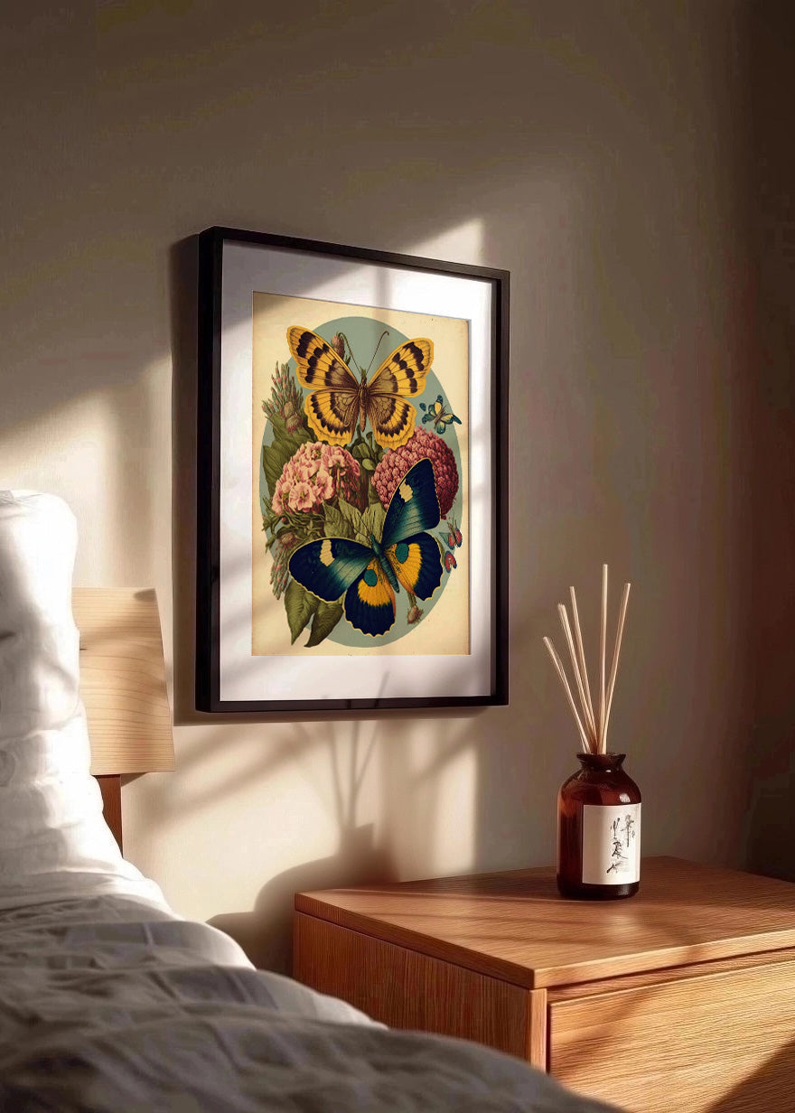 Cuadro ​Mariposas sobre flores