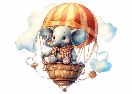 Cuadro ​Bebé elefante en globo