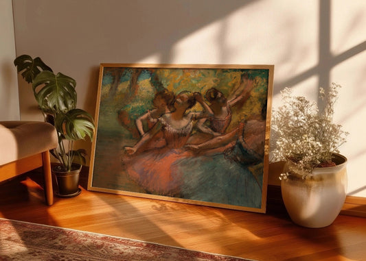 Cuadro ​Cuatro bailarinas en el escenario (Edgar Degas)