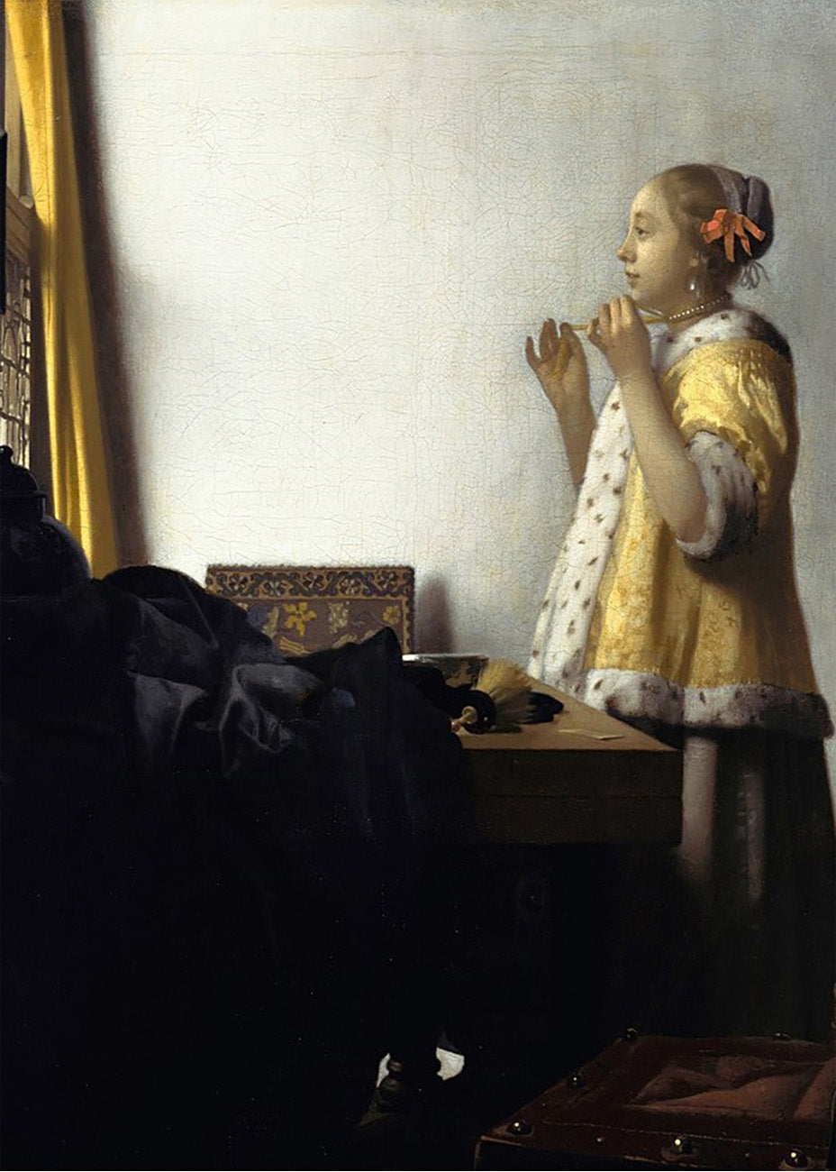 Cuadro ​Dama con un collar de perlas (Johannes Vermeer)