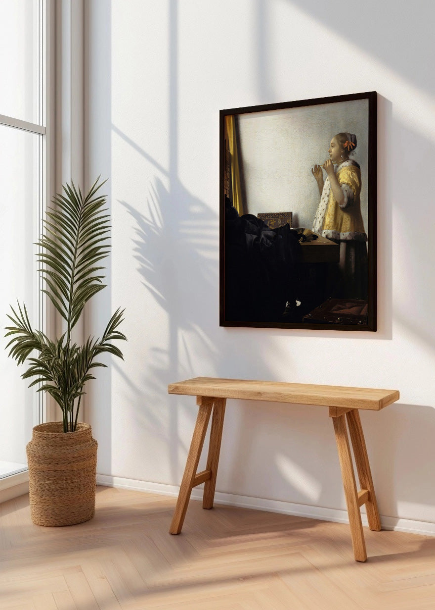 Cuadro ​Dama con un collar de perlas (Johannes Vermeer)