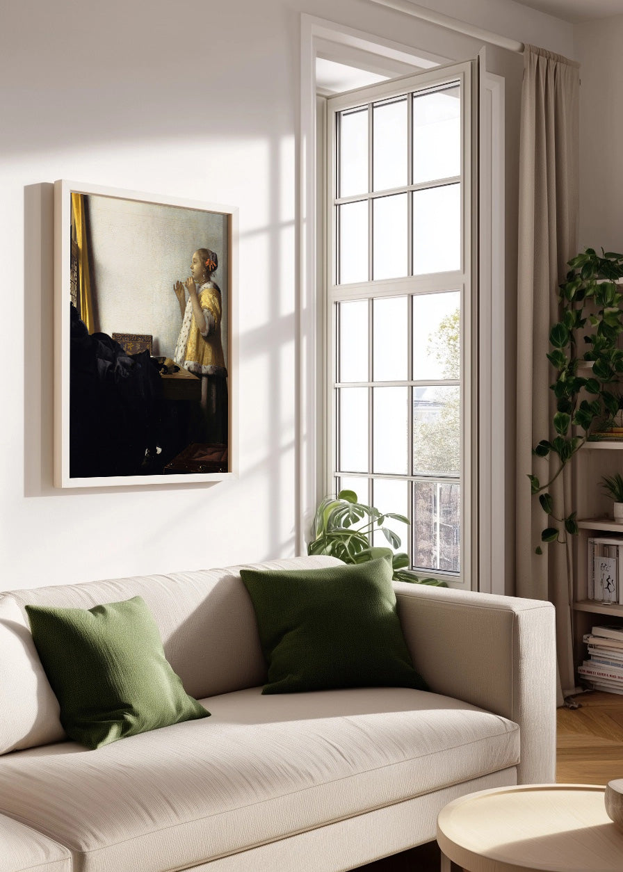 Cuadro ​Dama con un collar de perlas (Johannes Vermeer)