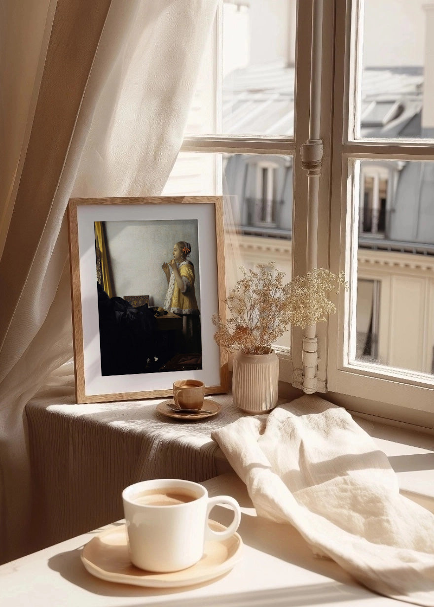 Cuadro ​Dama con un collar de perlas (Johannes Vermeer)