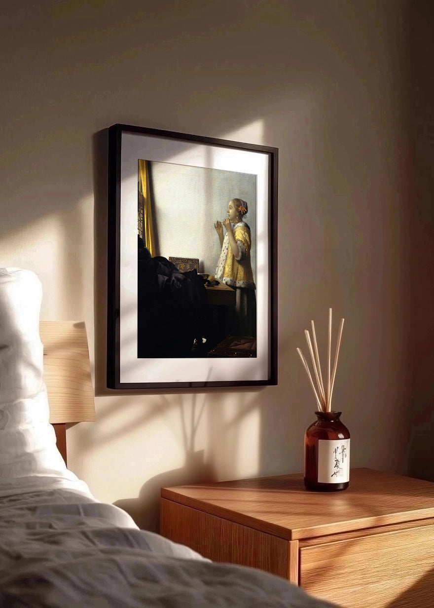 Cuadro ​Dama con un collar de perlas (Johannes Vermeer)