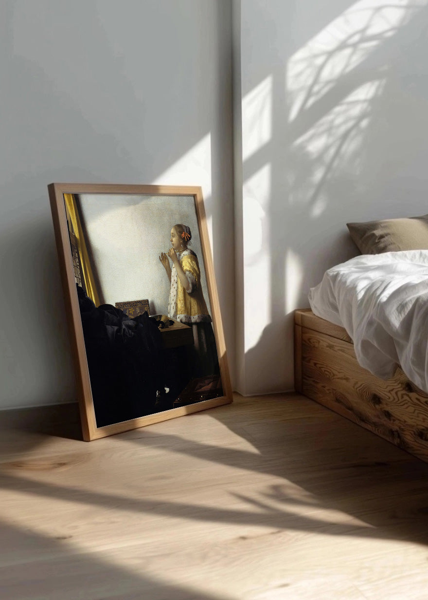 Cuadro ​Dama con un collar de perlas (Johannes Vermeer)