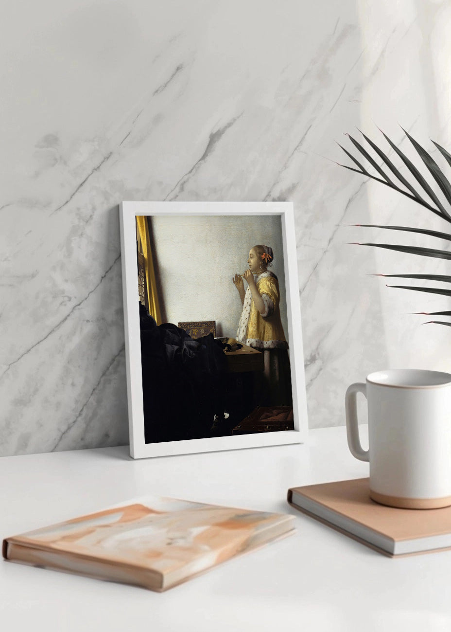 Cuadro ​Dama con un collar de perlas (Johannes Vermeer)