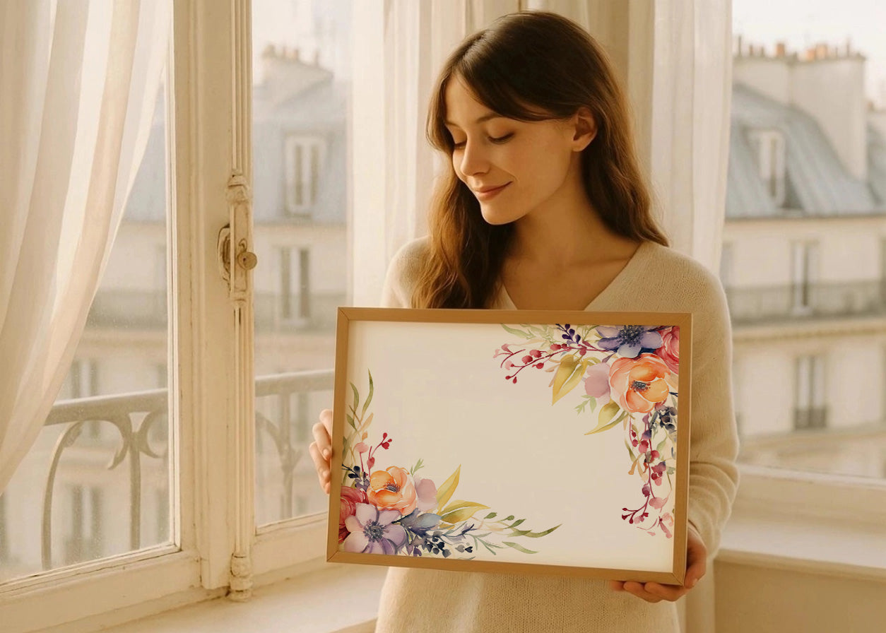 Cuadro ​Decoración de flores - esquinas