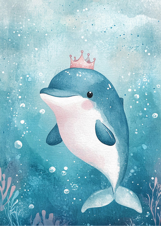 Cuadro ​Delfín princesa cute infantil