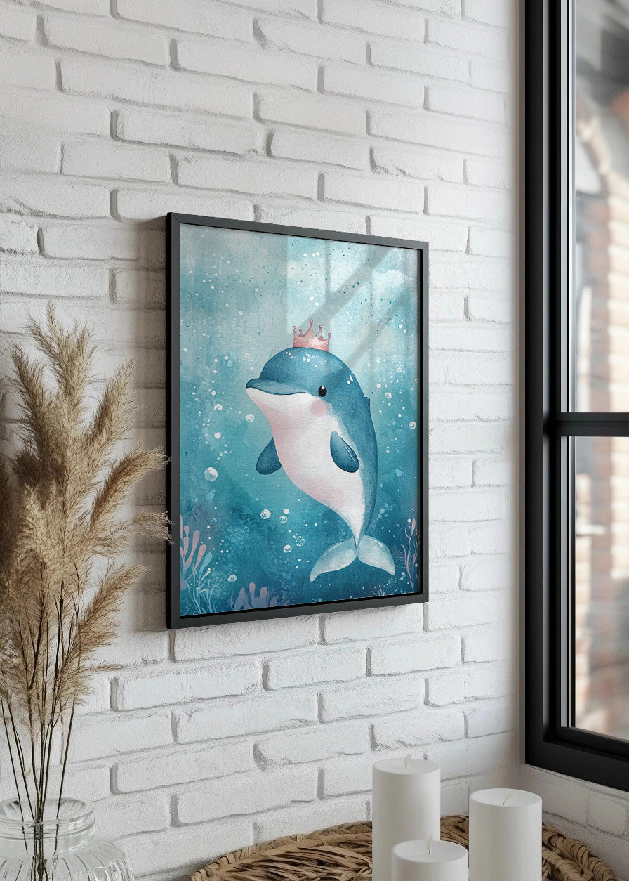 Cuadro ​Delfín princesa cute infantil