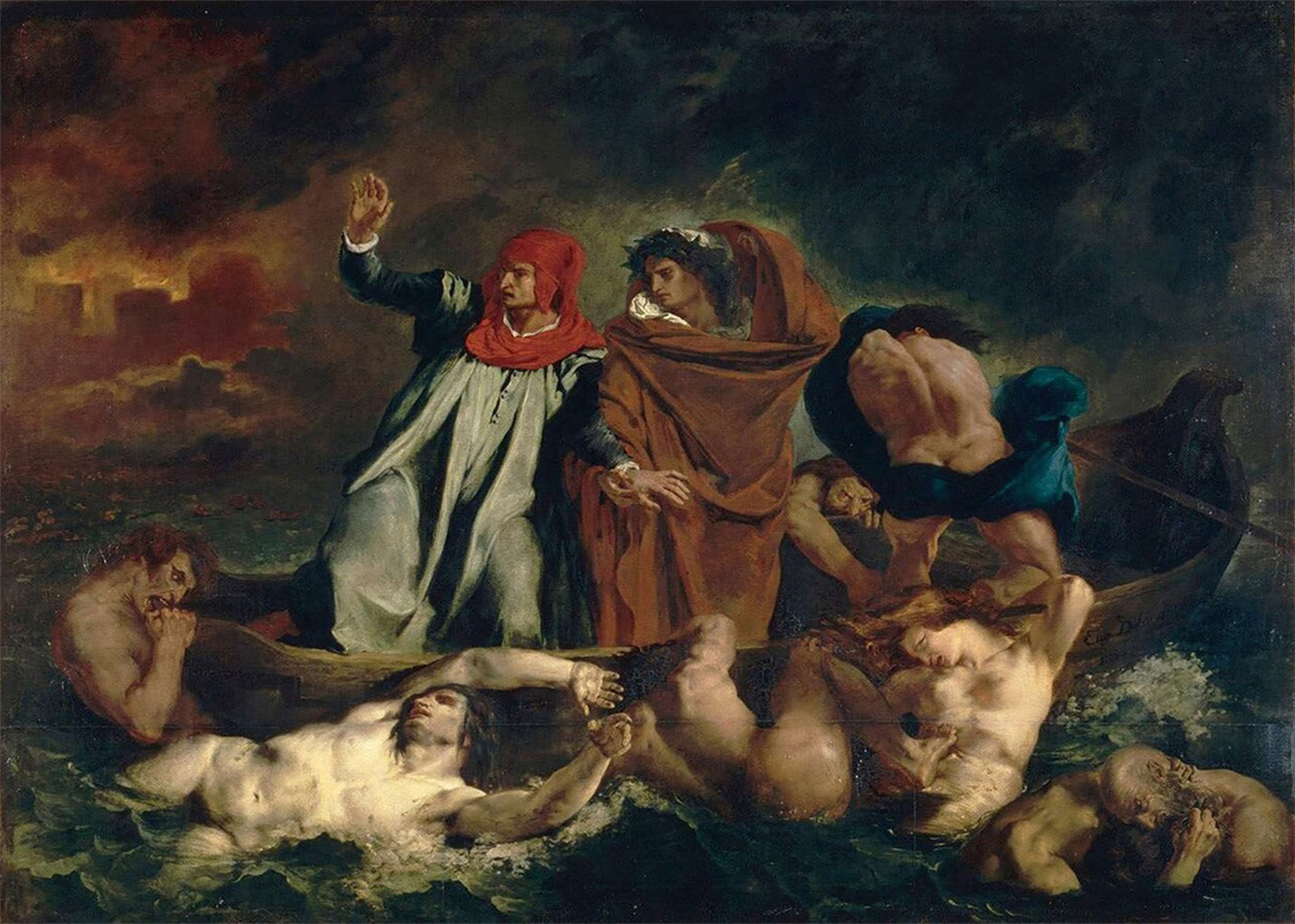 Cuadro ​El Barco de Dante (Eugene Delacroix)
