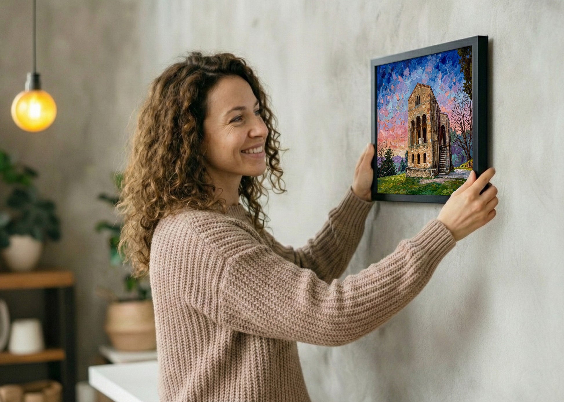Cuadro El Naranco de Oviedo estilo óleo