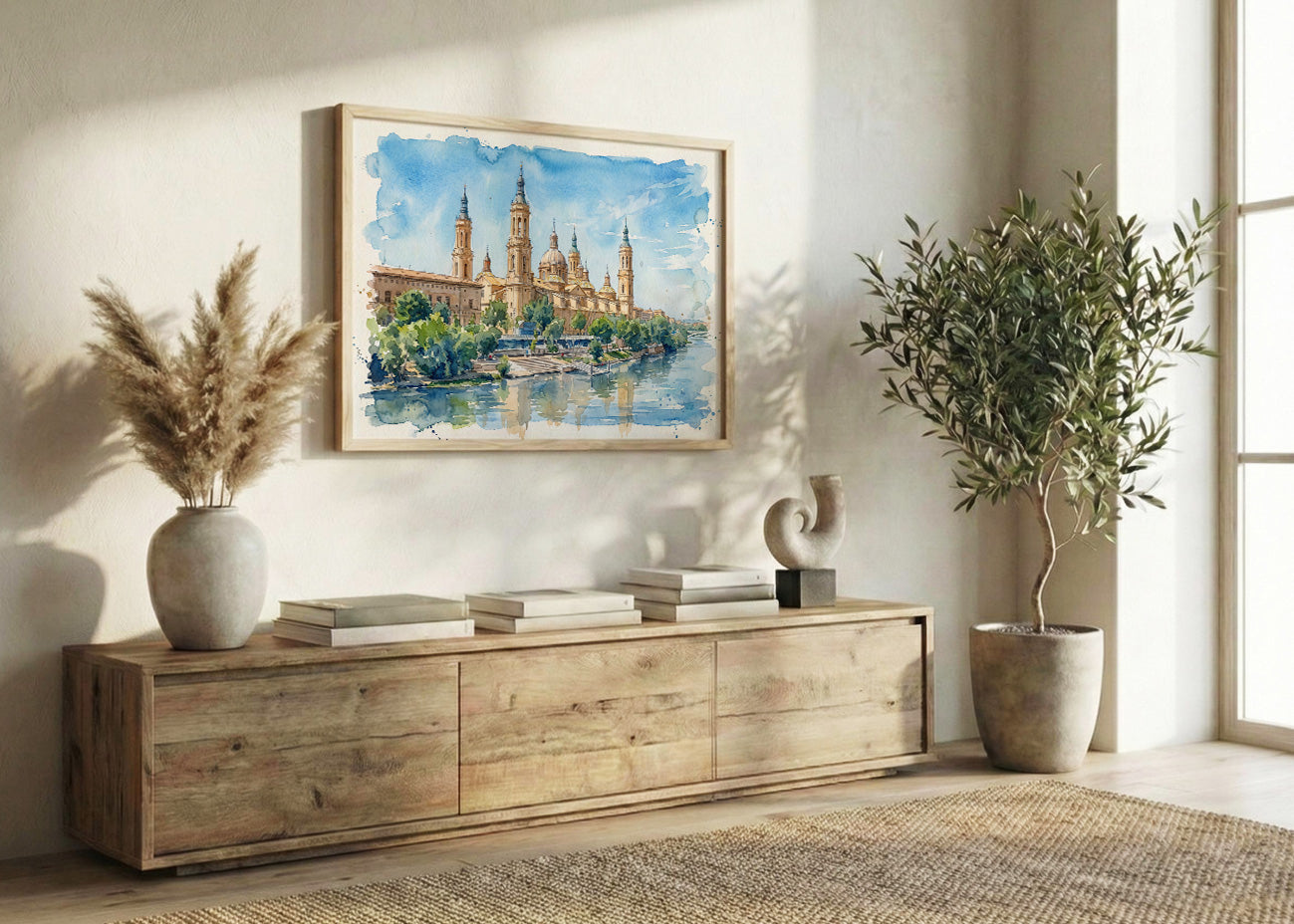Cuadro El Pilar de Zaragoza efecto acuarela