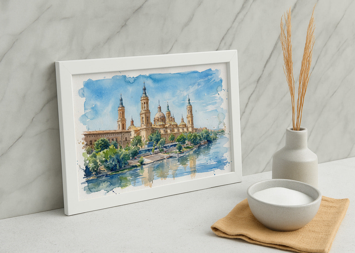Cuadro El Pilar de Zaragoza efecto acuarela
