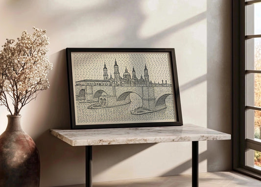 Cuadro El Puente de Piedra y El Pilar de Zaragoza - Minimalista
