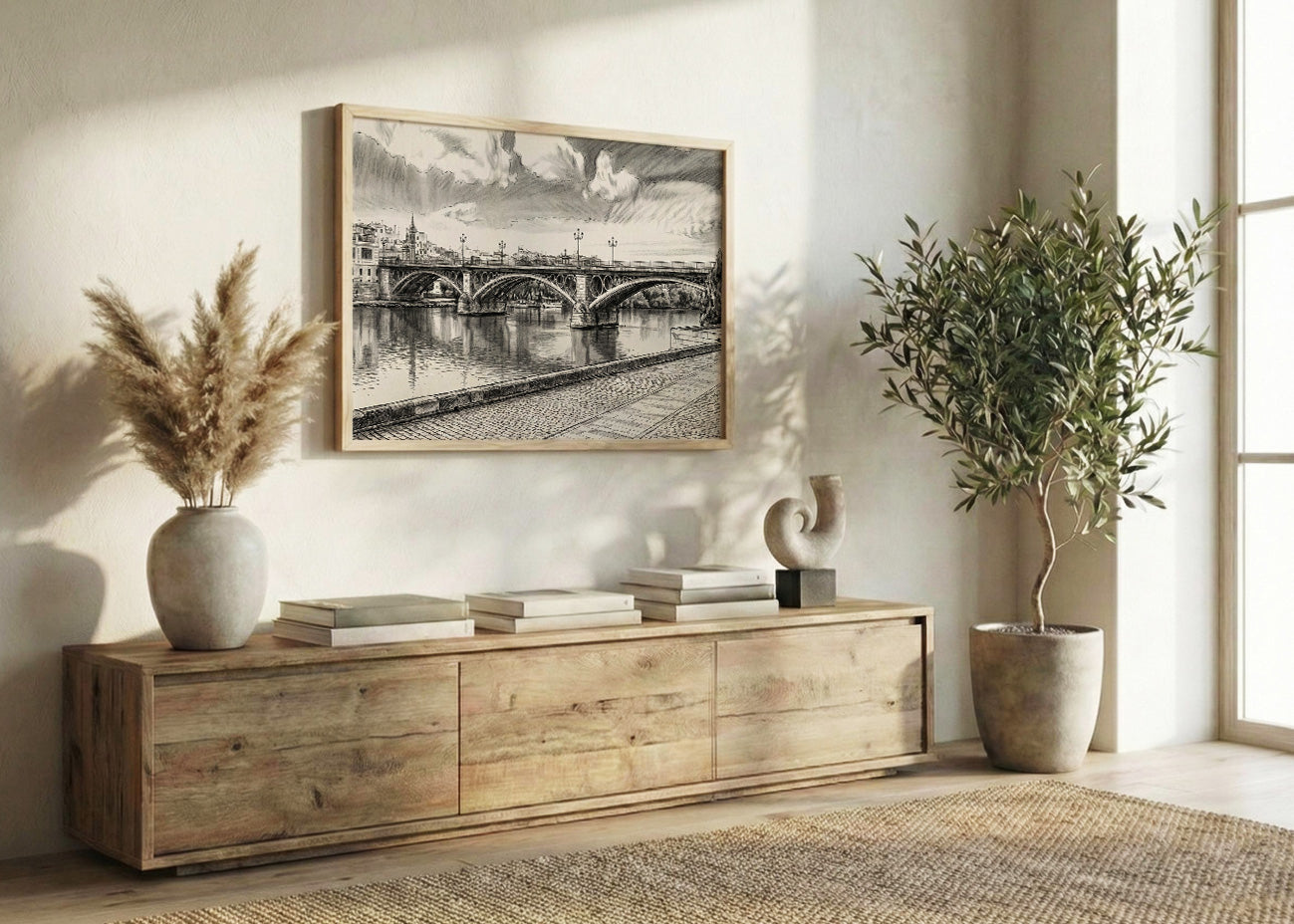 Cuadro El Puente de Triana de Sevilla estilo Lápiz