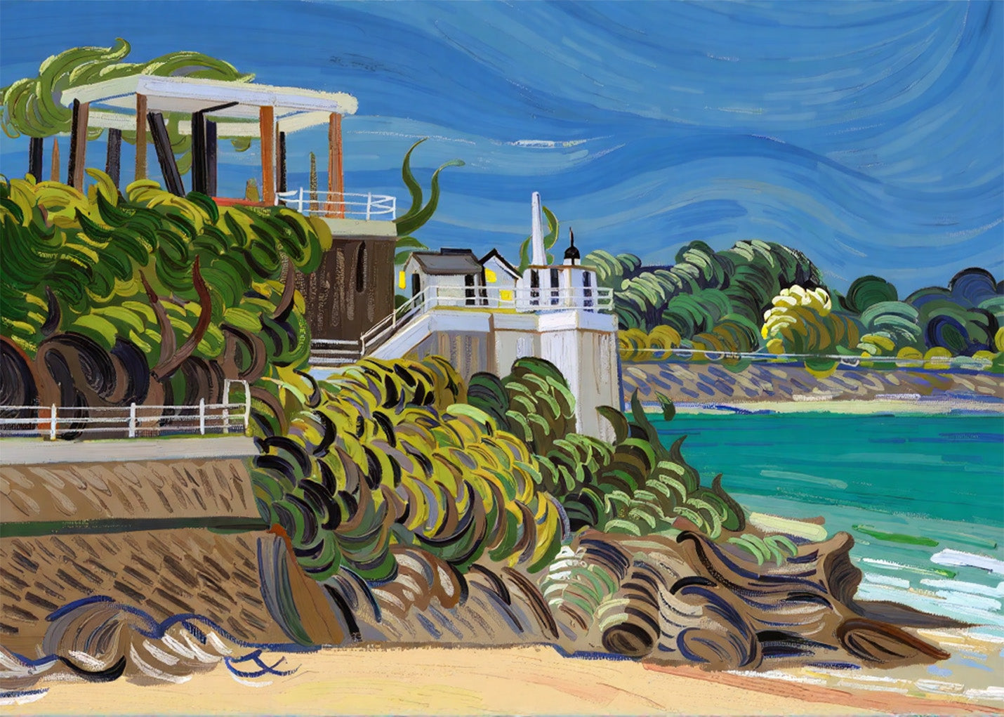 Cuadro El Sardinero y Piquío estilo Van Gogh