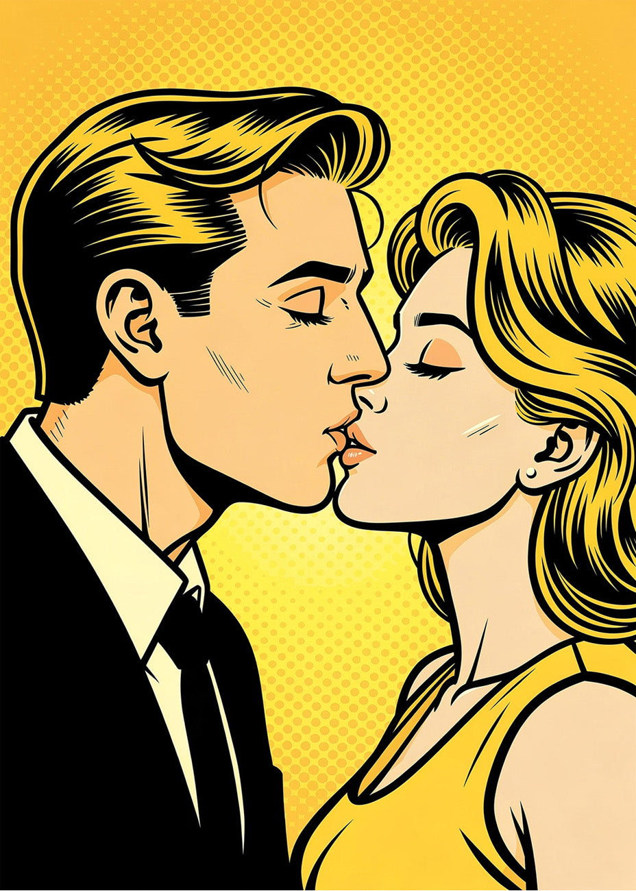 Cuadro El beso amarillo de los cómics