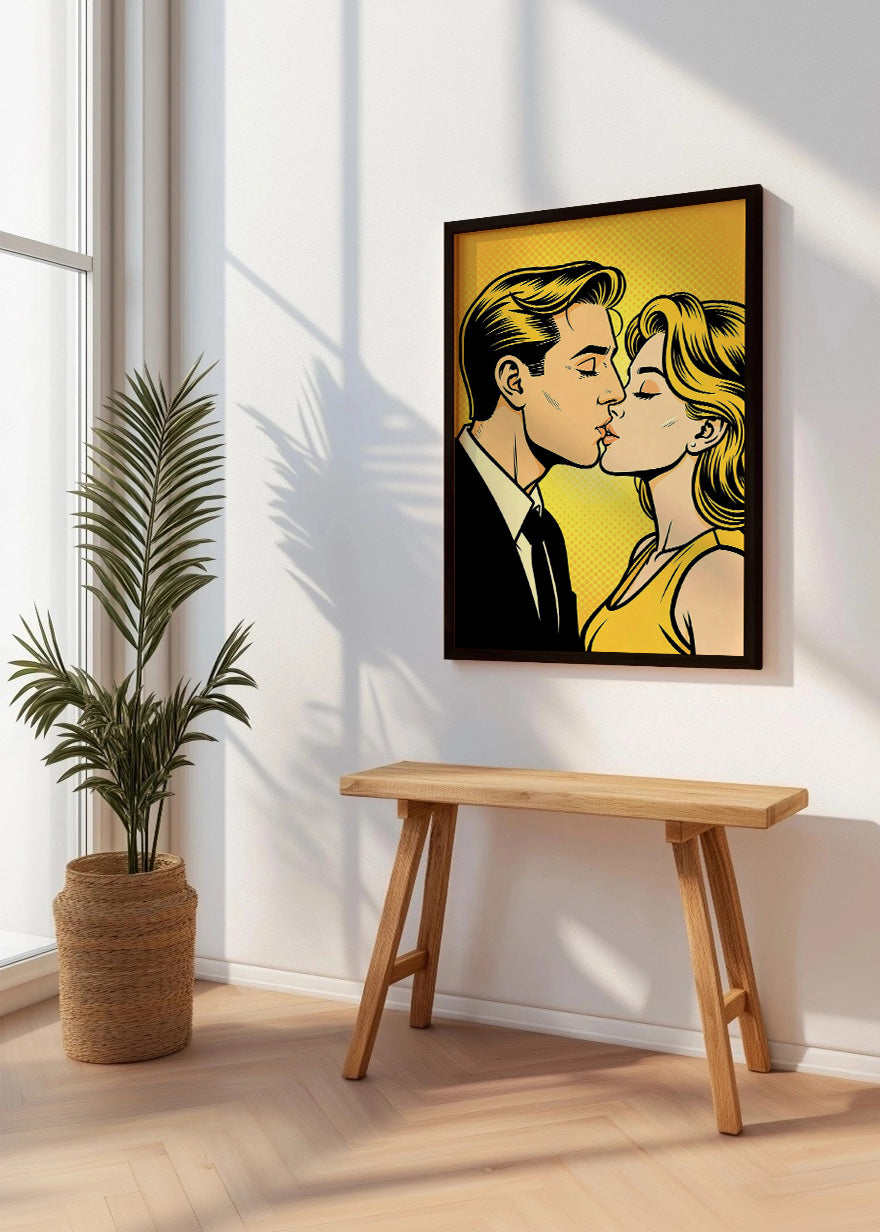 Cuadro El beso amarillo de los cómics