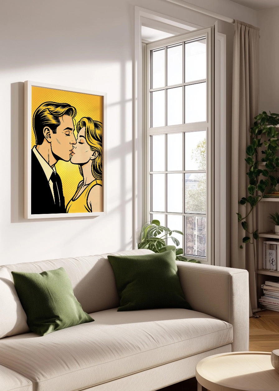 Cuadro El beso amarillo de los cómics