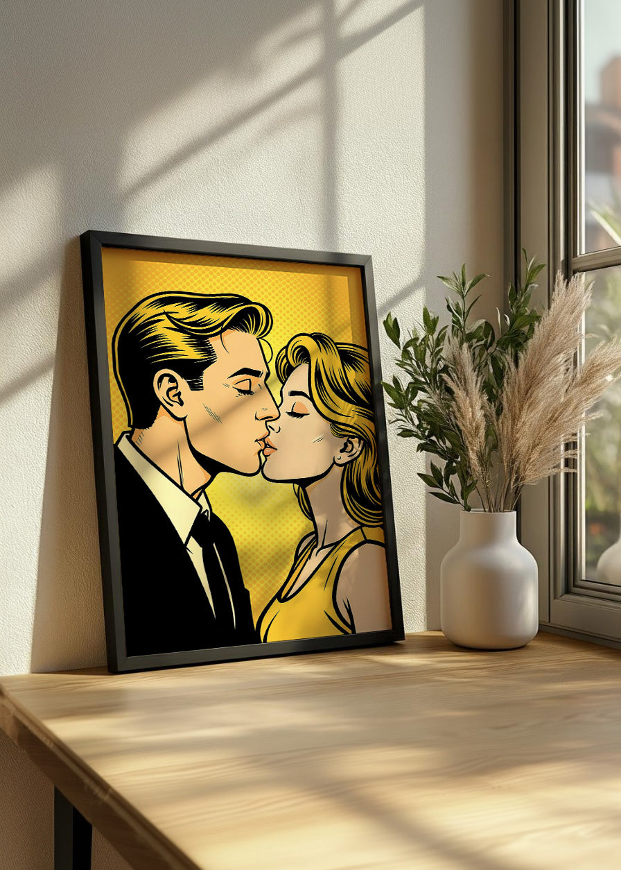 Cuadro El beso amarillo de los cómics