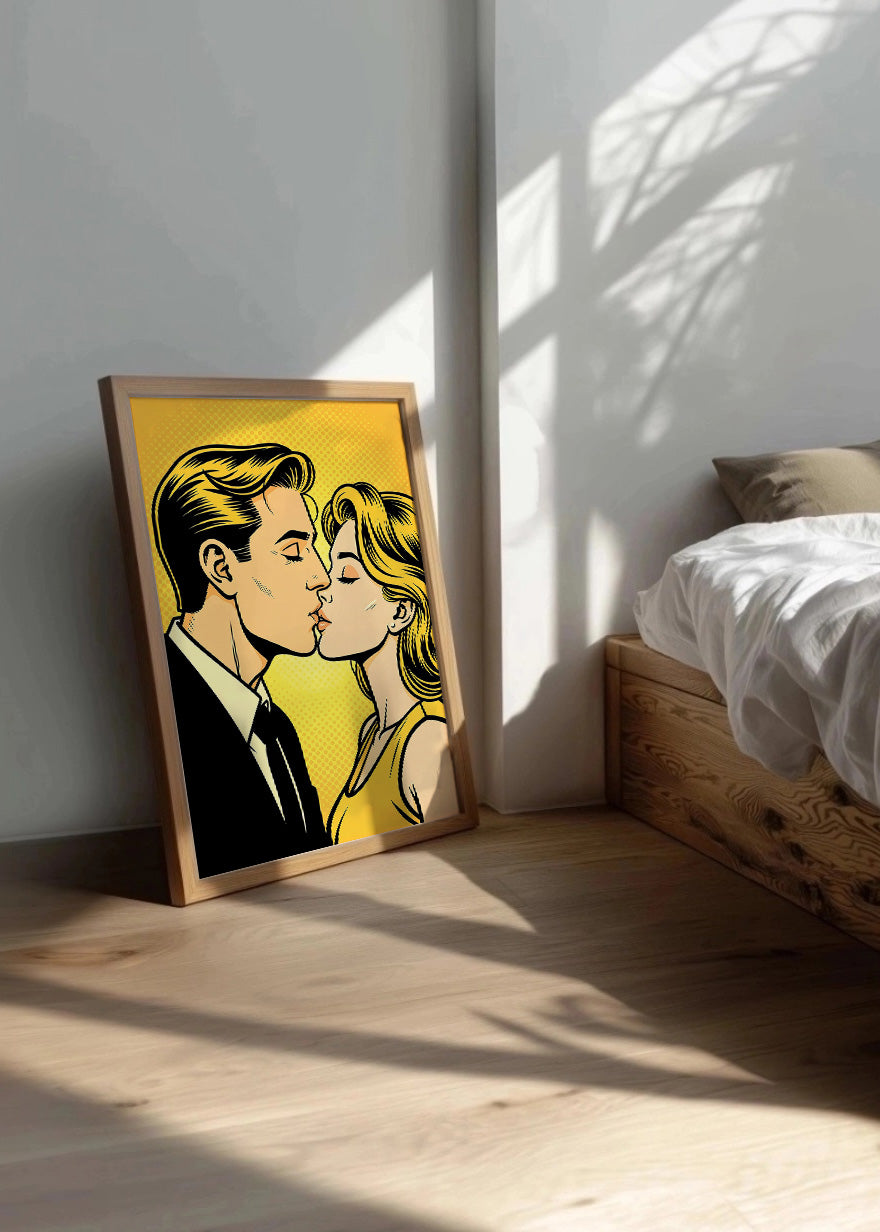 Cuadro El beso amarillo de los cómics