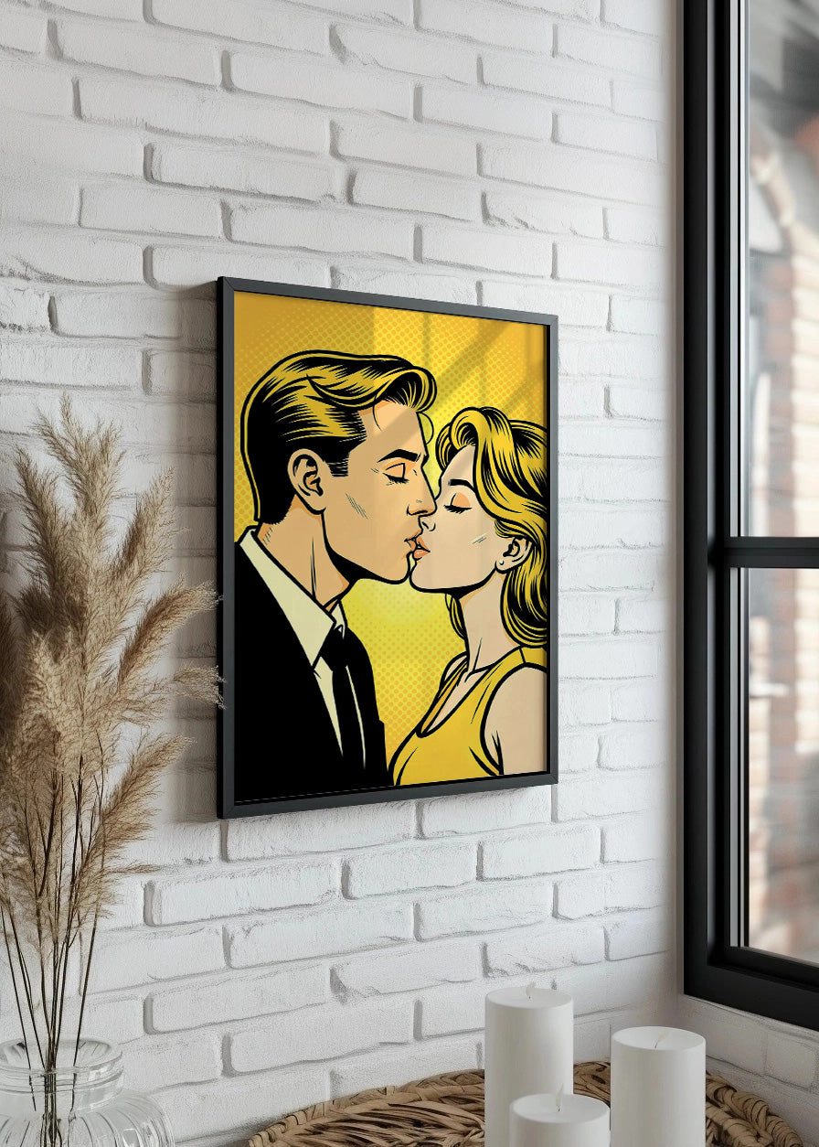 Cuadro El beso amarillo de los cómics
