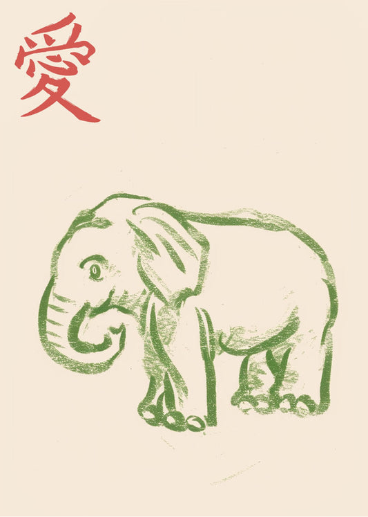 Cuadro Elefante estilo japonés