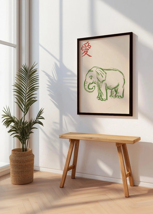 Cuadro Elefante estilo japonés