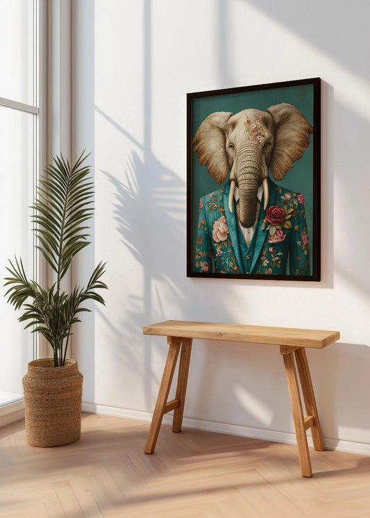 Cuadro Elefante vestido como persona con traje