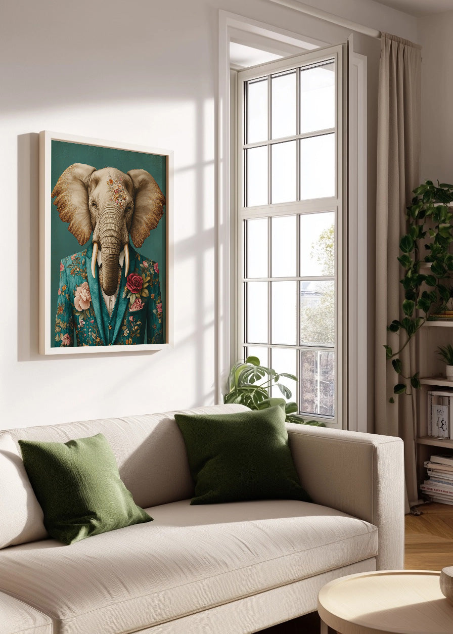 Cuadro Elefante vestido como persona con traje