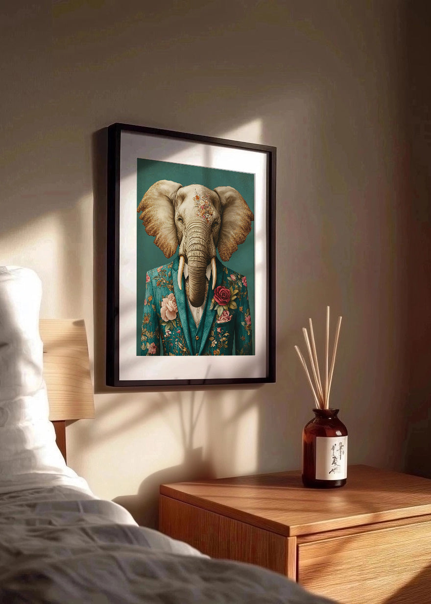 Cuadro Elefante vestido como persona con traje