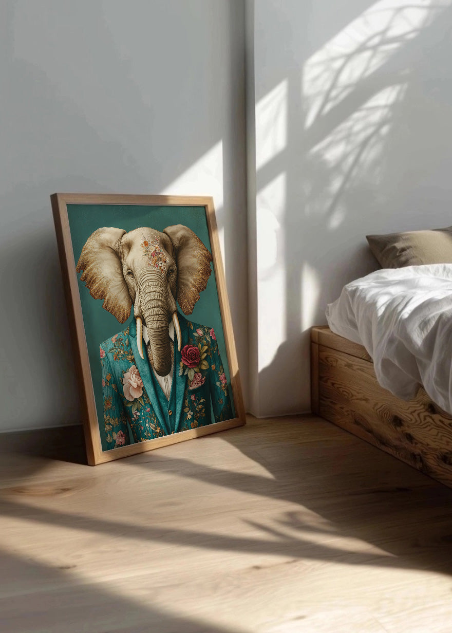 Cuadro Elefante vestido como persona con traje