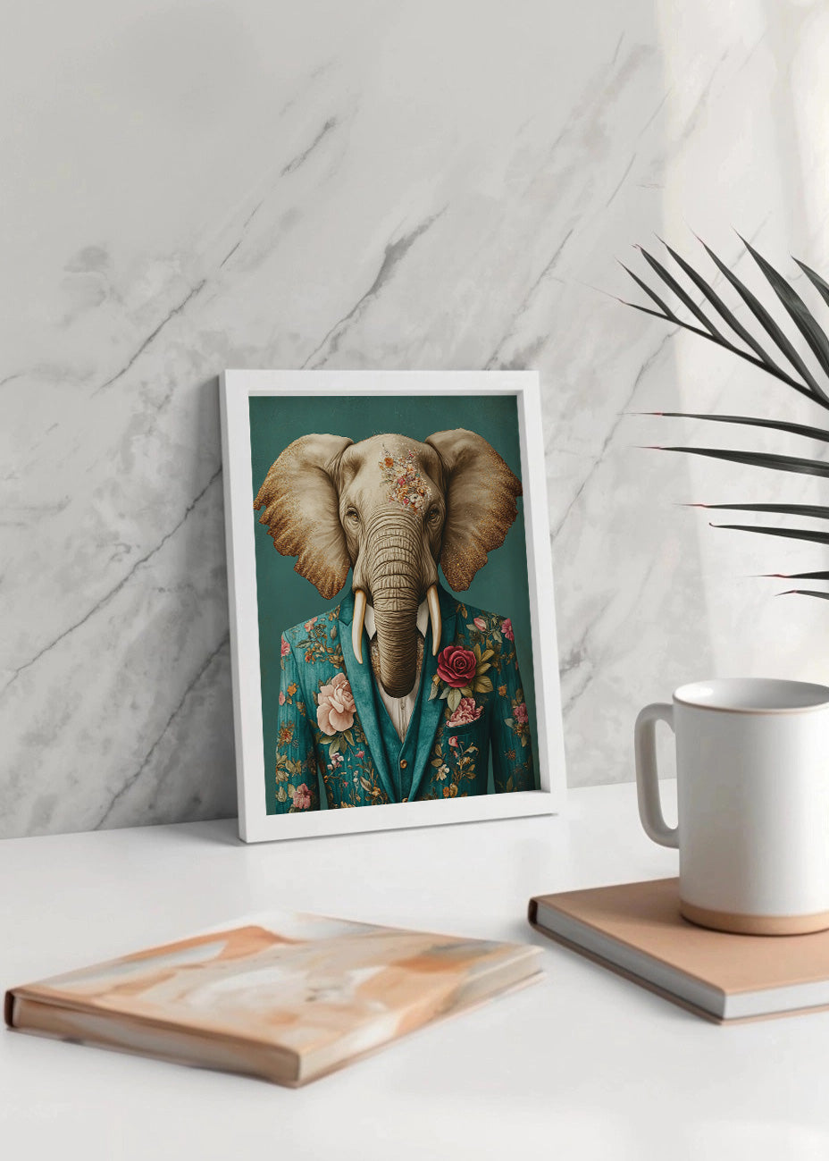 Cuadro Elefante vestido como persona con traje