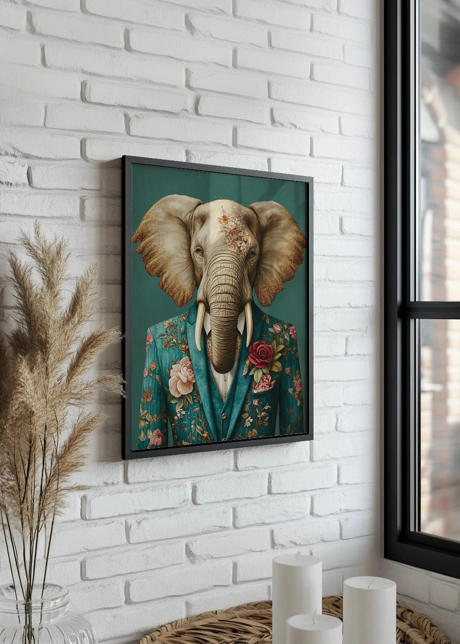 Cuadro Elefante vestido como persona con traje