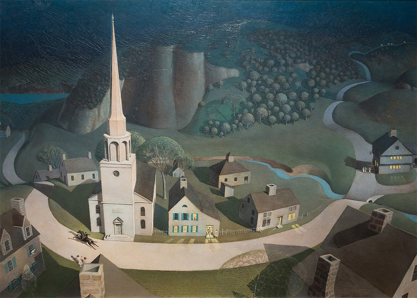 Cuadro ​El paseo de medianoche de Paul Revere (Grant Wood)