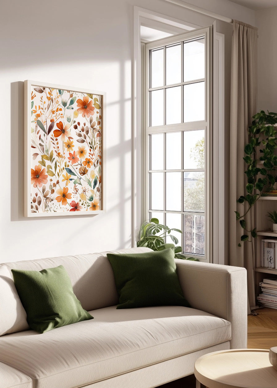Cuadro ​Estampado de flores y hojas