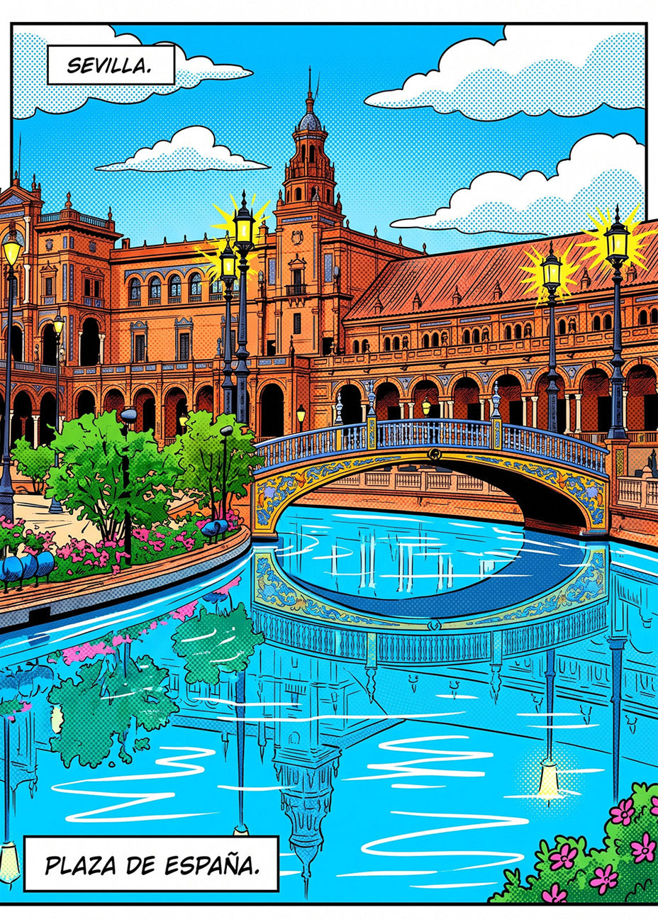 Cuadro Estanque de Plaza España - Cómic