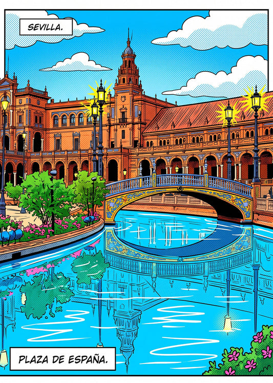 Cuadro Estanque de Plaza España - Cómic