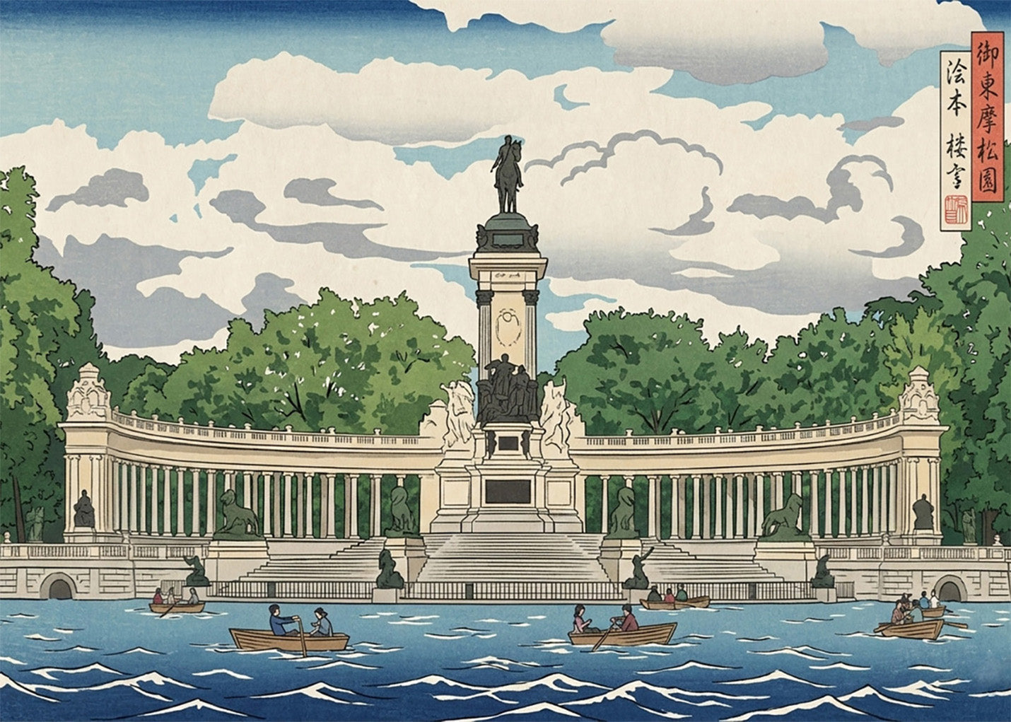 Cuadro Estanque del Retiro - Arte japonés