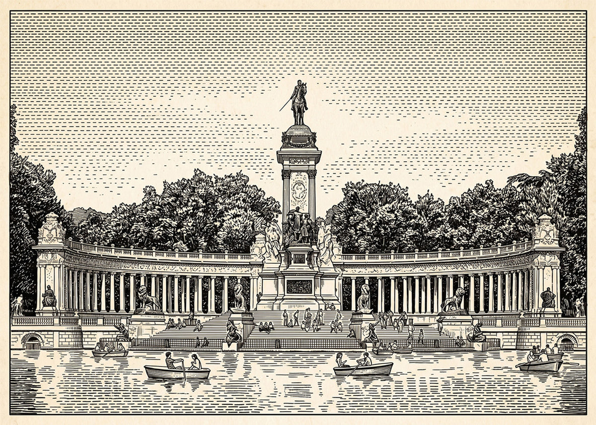 Cuadro Estanque del Retiro - Beige